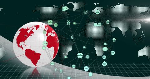 Global Network Communication with Digital Shopping Elements - Download Free Stock Images Pikwizard.com
