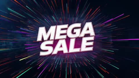 Mega Sale Exploding Neon Streaks Video Intro with Dynamic Glowing Typography Promoting Offers