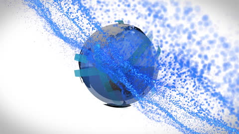 Digital Waves Surrounding Rotating Blue Globe Design