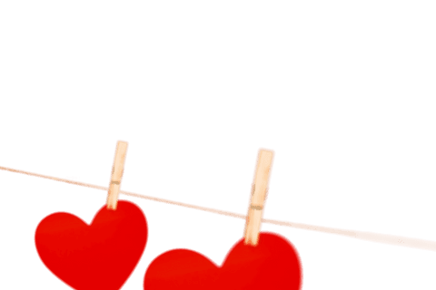 Red Hearts Hanging on Line Transparent Background Love Vector