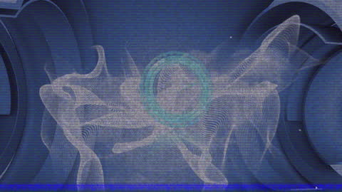 Abstract Linear Design with Clock on Blue Background