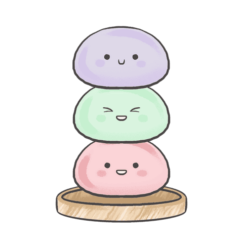 Cute Pastel Mochi Characters Stacked on Tray