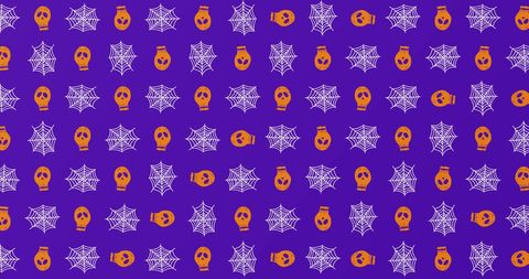Halloween Spooky Skulls and Spider Webs Pattern on Purple Background - Download Free Stock Images Pikwizard.com