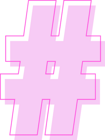 Transparent hashtag showing pink fill and magenta outline with space