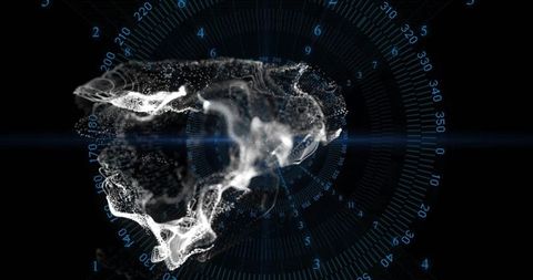 Futuristic Swirling Particle Cloud with Interface Elements
