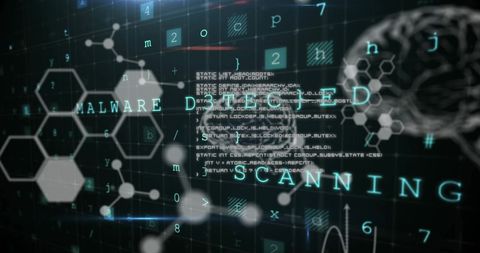 Digital Interface with Malware Detected Warning and Brain Imagery - Download Free Stock Images Pikwizard.com