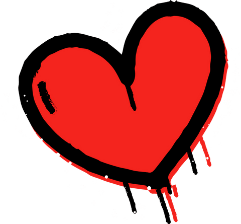 Red Graffiti Heart on Transparent Background with Drips and Splatter