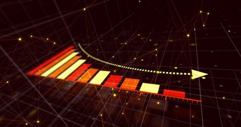 Futuristic Red Data Visualization with Bar Chart and Arrow - Download Free Stock Images Pikwizard.com