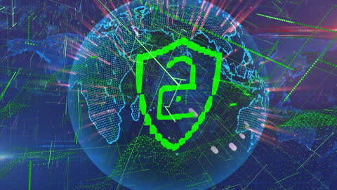 Digital Padlock Overlay on Global Network Background Concept