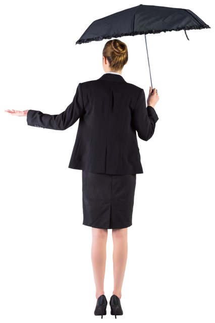 Transparent businesswoman holding black umbrella in formal attire - Download Free Stock Videos Pikwizard.com