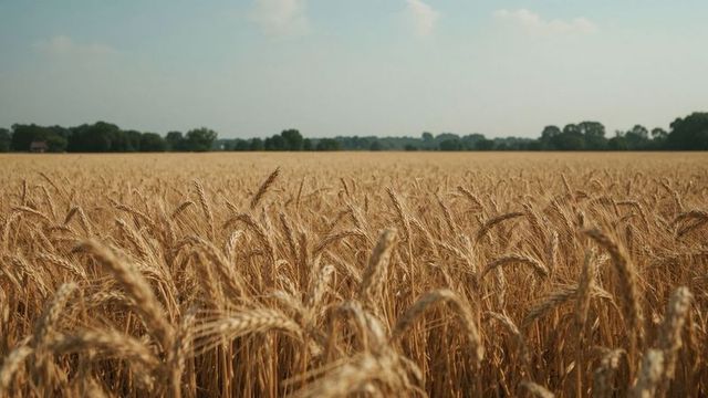 Expansive Golden Wheat Field Under Clear Blue Sky