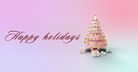 Festive Pink Holiday Tree with Gifts and Decorations