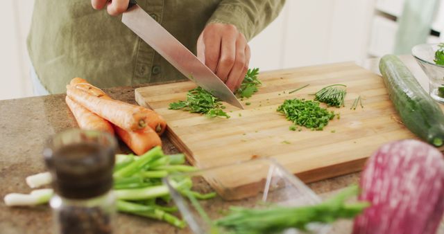 Hands Slicing Fresh Chives in Home Kitchen - Download Free Stock Images Pikwizard.com