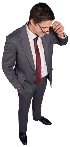 Transparent businessman pondering proposition in office attire