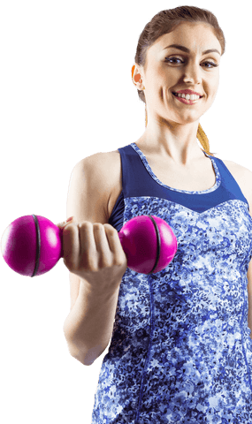 smiling woman exercising with pink dumbbell on transparent background - Download Free Stock Videos Pikwizard.com