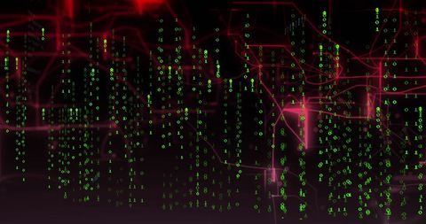 Abstract Virtual Matrix Data Flow with Red and Green Elements - Download Free Stock Images Pikwizard.com