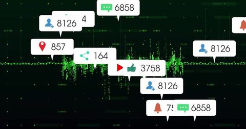 Displaying Live Social Media Analytics with Floating Engagement Alerts and Data Waveform