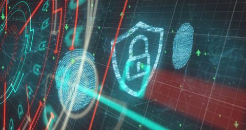 Digital Security Concept with Padlock and Fingerprints Design - Download Free Stock Images Pikwizard.com