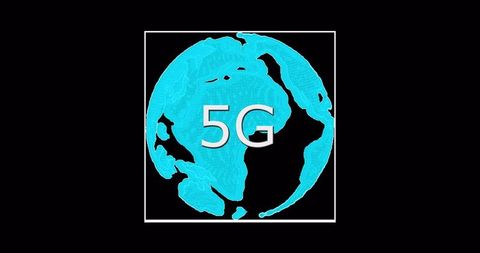 Digital 5G Concept with Rotating Globe Background
