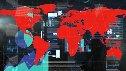 Global Data Analytics with Abstract Digital World Map