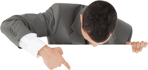 Transparent Businessman Pointing at Blank Space