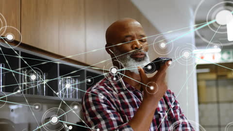 Technologically Connected Man Speaking on Smartphone in Modern Setting