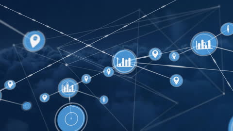 Digital Network Icons with Cloud Background for Global Connectivity