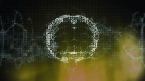 Digital Human Brain with DNA Helix in Futuristic Background