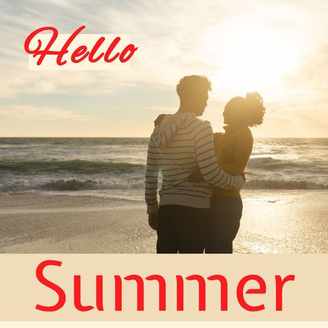 Romantic Beach Sunset Embracing Young Couple Celebrating Summer - Download Free Stock Templates Pikwizard.com