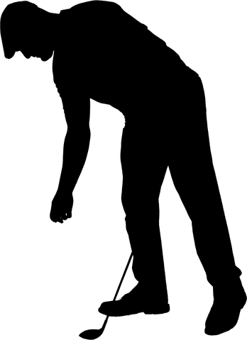 Silhouette of Male Golf Player on Transparent Background