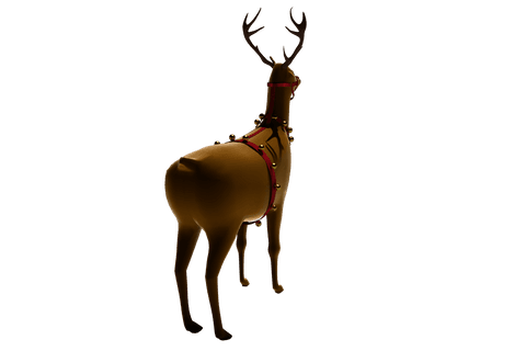 Digital Santa's Reindeer With Bells on Transparent Background