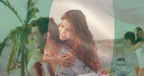 Joyful Friends Enjoying Summer Fun on Sandy Beach