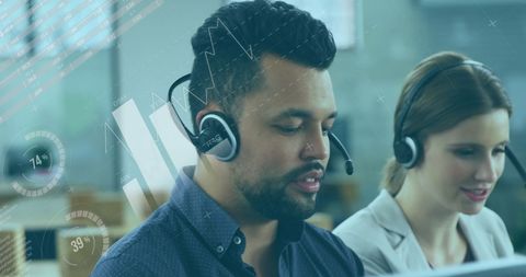 Digital Interface Concepts with Diverse Support Team Using Headsets - Download Free Stock Images Pikwizard.com