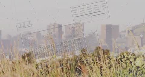 Futuristic Data Visualizations Overlooking Urban Skyline