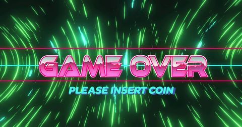 Retro Neon Style Game Over Screen with Futuristic Touch