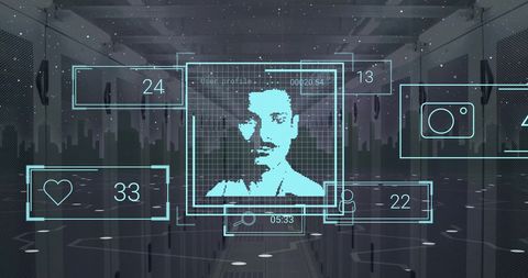 Digital Interface Concept: Social Media and Biometric Data in Data Center - Download Free Stock Images Pikwizard.com
