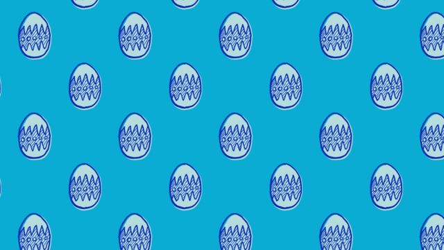 Animated illustration of stylized Easter eggs in continuous rows, ideal for themes about Easter celebrations or holiday decorations. Can be used as a backdrop for festive digital invites, social media promotions for Easter sales, or to create a joyful atmosphere for Easter-themed content.