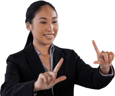 Smiling Businesswoman Framing Using Transparency