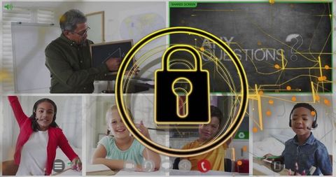 Teacher explaining to engaged students in virtual classroom