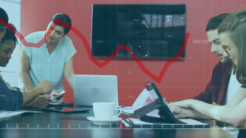 Business Team Analyzing Financial Data with Technology