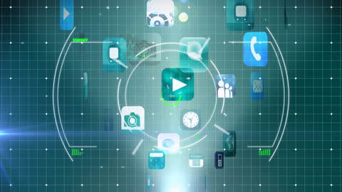 Futuristic HUD Interface with Multimedia Icons