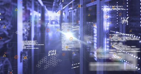 Digitally Generated Data Flow in a Modern Server Room - Download Free Stock Images Pikwizard.com