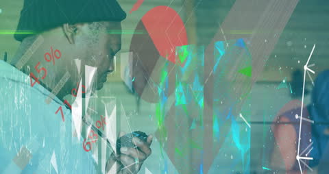 Trainer Analyzing Training Data in Boxing Gym