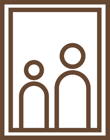 Minimalist human icons with double border on transparent background