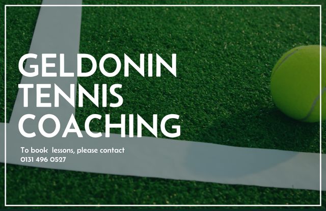 Tennis Coaching Advertisement with Ball on Grass Court - Download Free Stock Templates Pikwizard.com