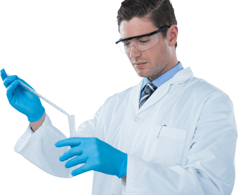 scientist in lab coat performing test with transparent equipment - Download Free Stock Videos Pikwizard.com