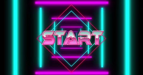 Neon Tunnel with Start Text for Retro Technology Theme - Download Free Stock Images Pikwizard.com