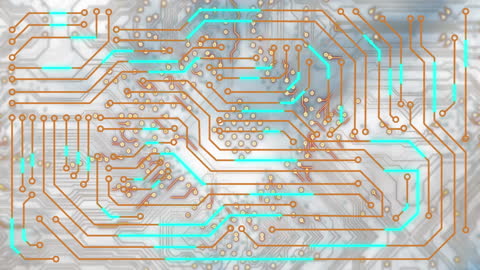 Digital Circuit Board with Futuristic Overlay Design