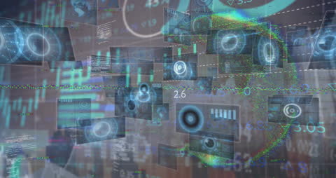 Futuristic Data Interface Overlay on Digital Globe