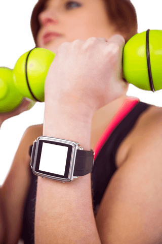 Active Woman Lifting Green Dumbbells Wearing Smartwatch Transparent Background - Download Free Stock Videos Pikwizard.com